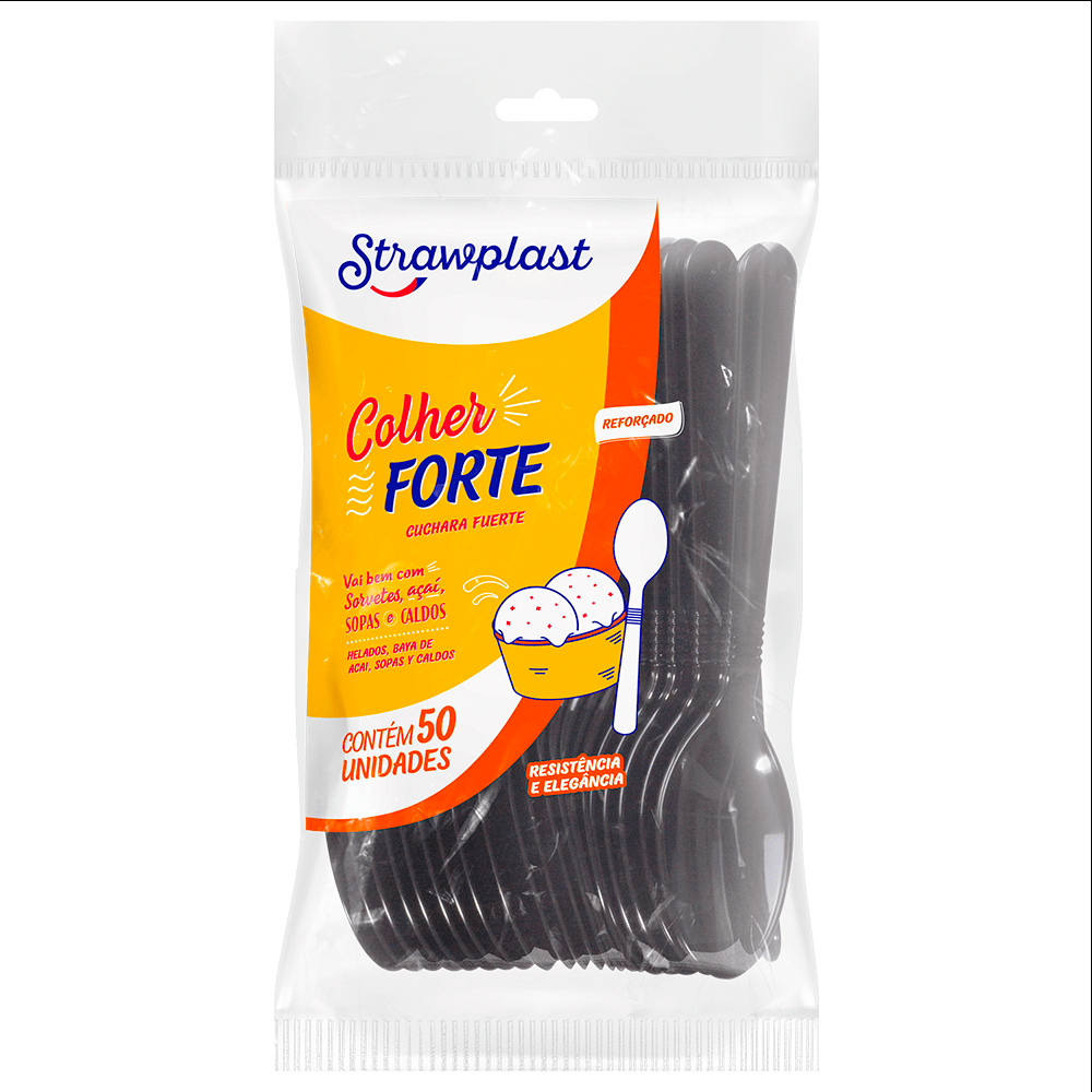 COLHER FORTE PT STRAWPLAST