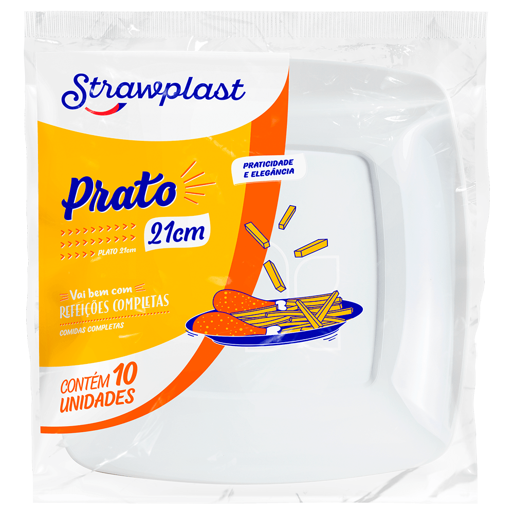 PRATO QD 21CM BR STRAWPLAST