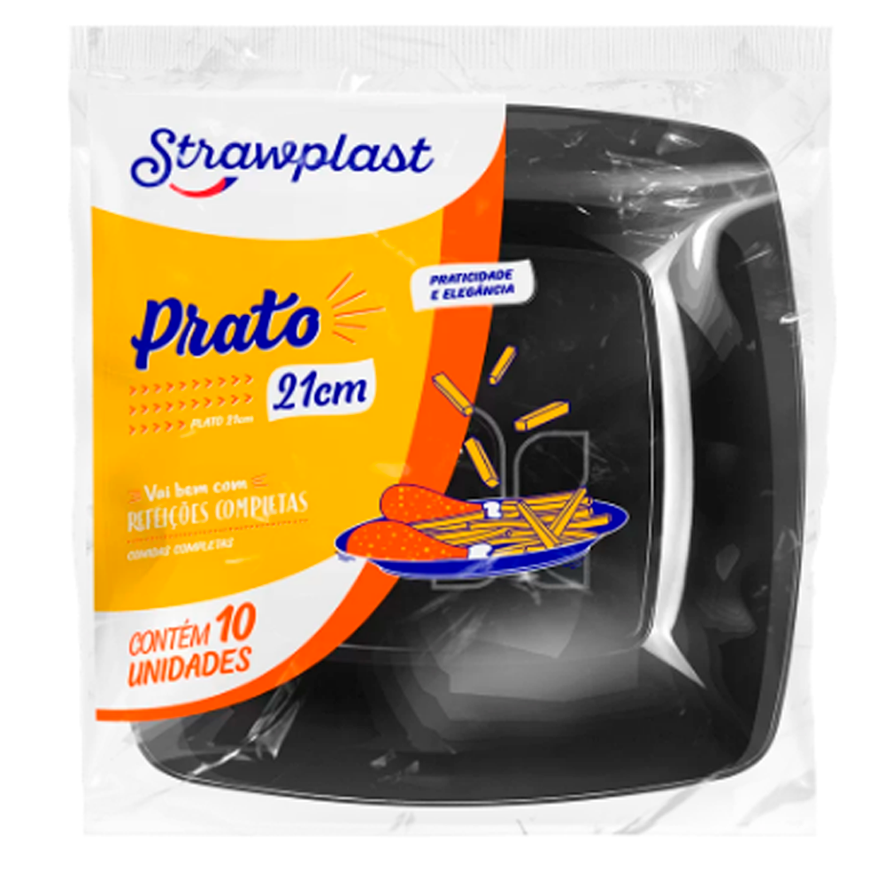 PRATO QD 21CM PT STRAWPLAST