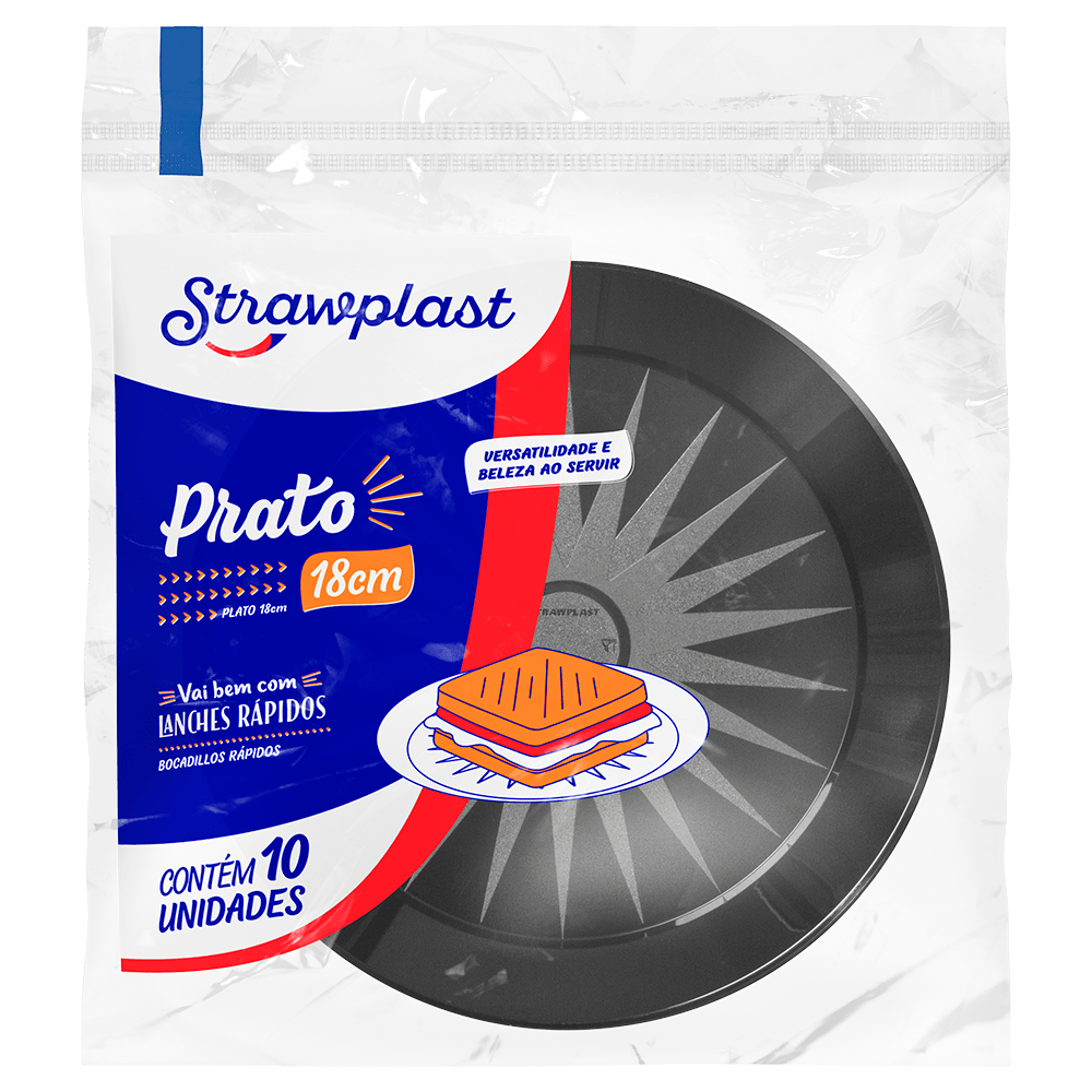 PRATO RD 18CM PT STRAWPLAST