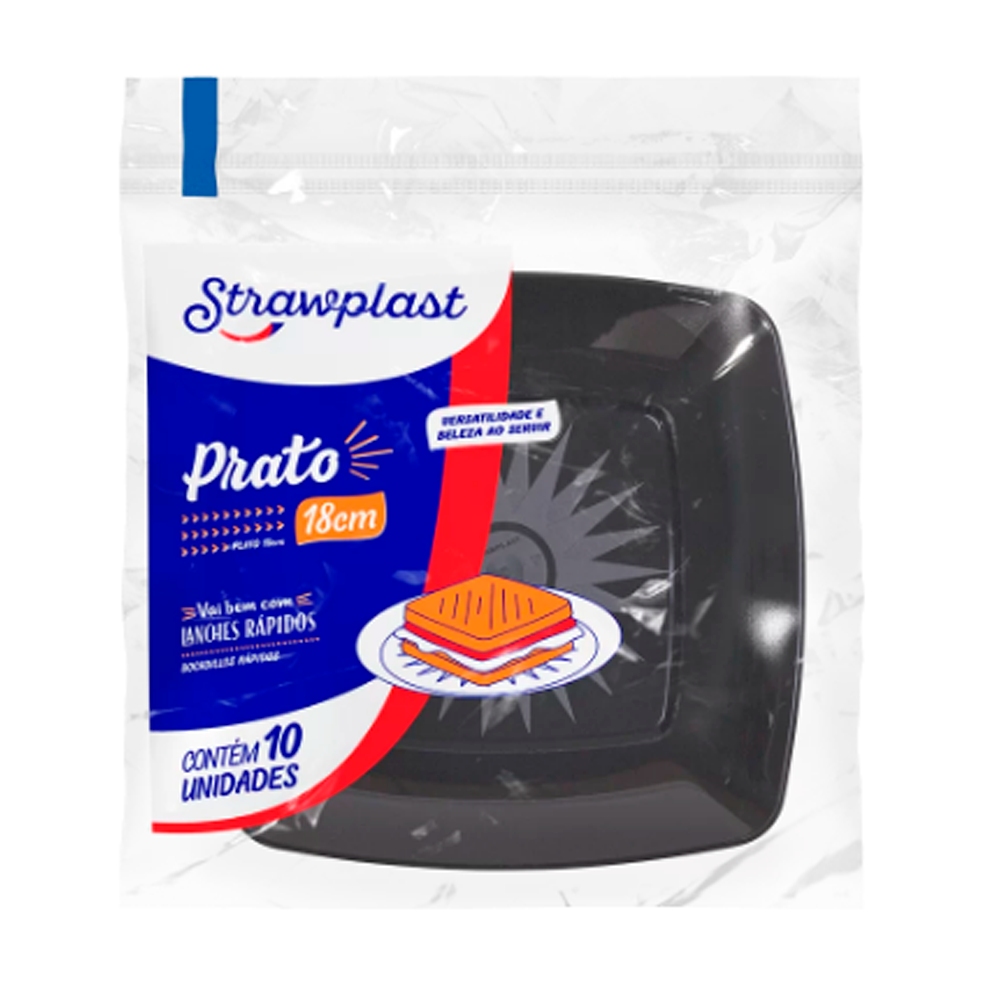 PRATO QD 18CM PT STRAWPLAST