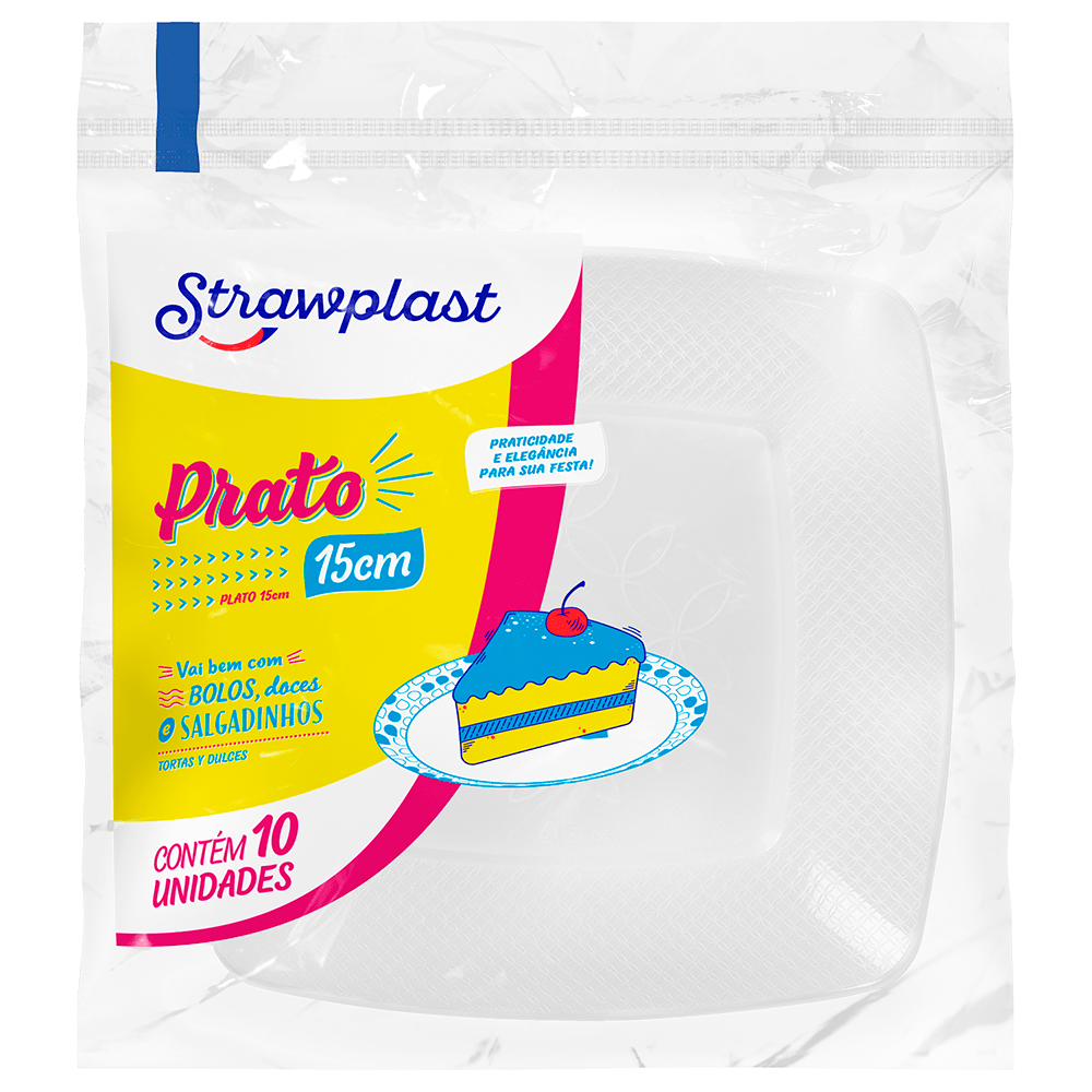 PRATO QD 15CM BR STRAWPLAST