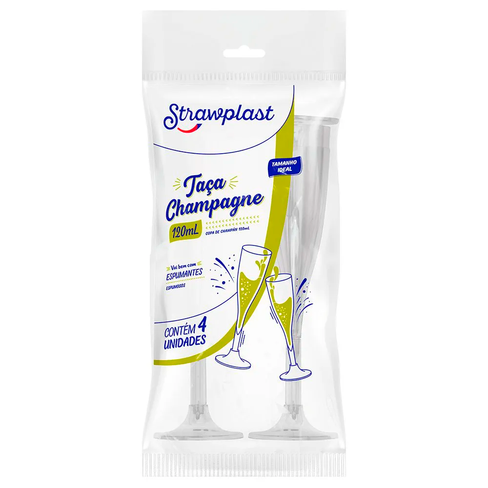 TACA CHAMPAGNE 220ML CR STRAWPLAST