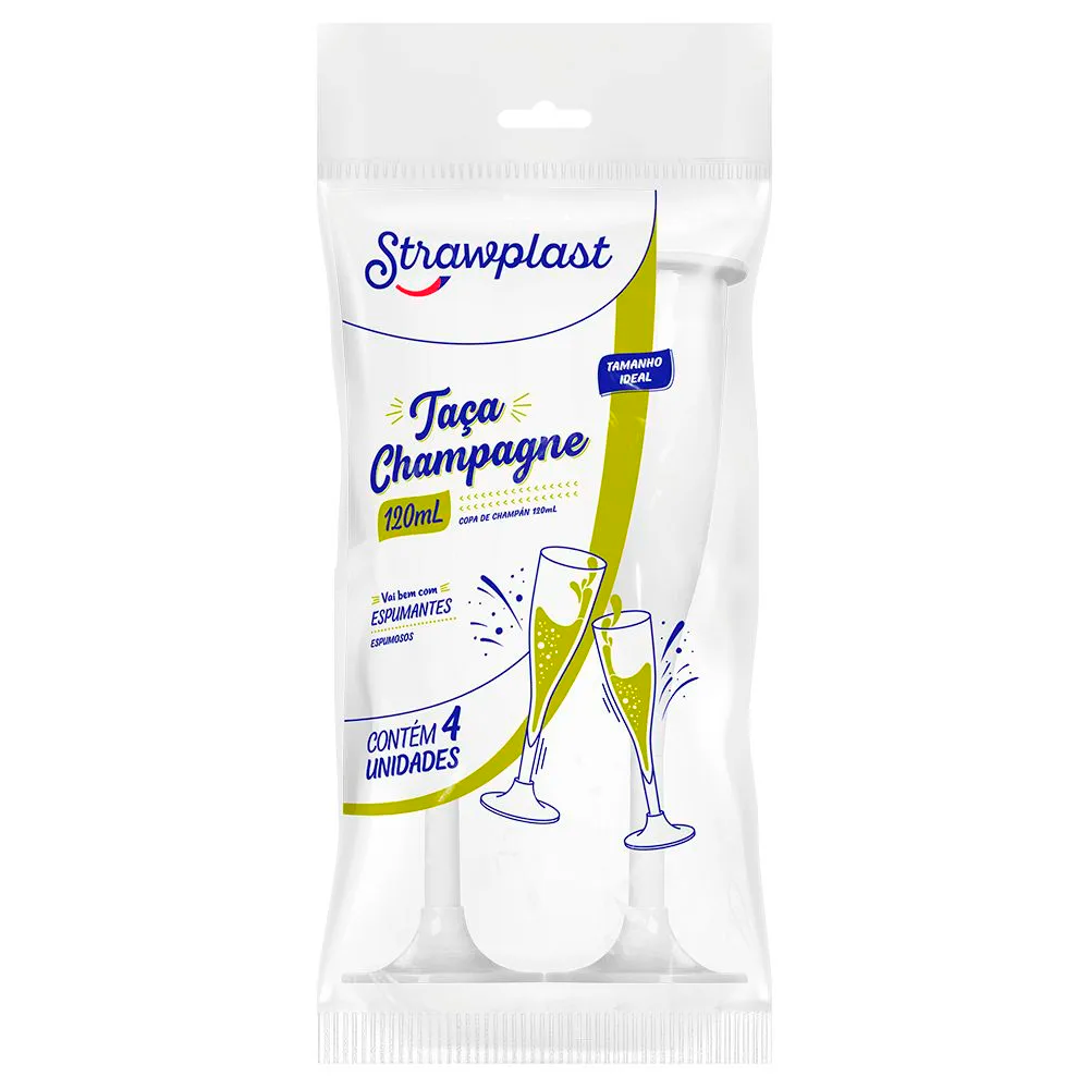 TACA CHAMPAGNE 120ML BR STRAWPLAST
