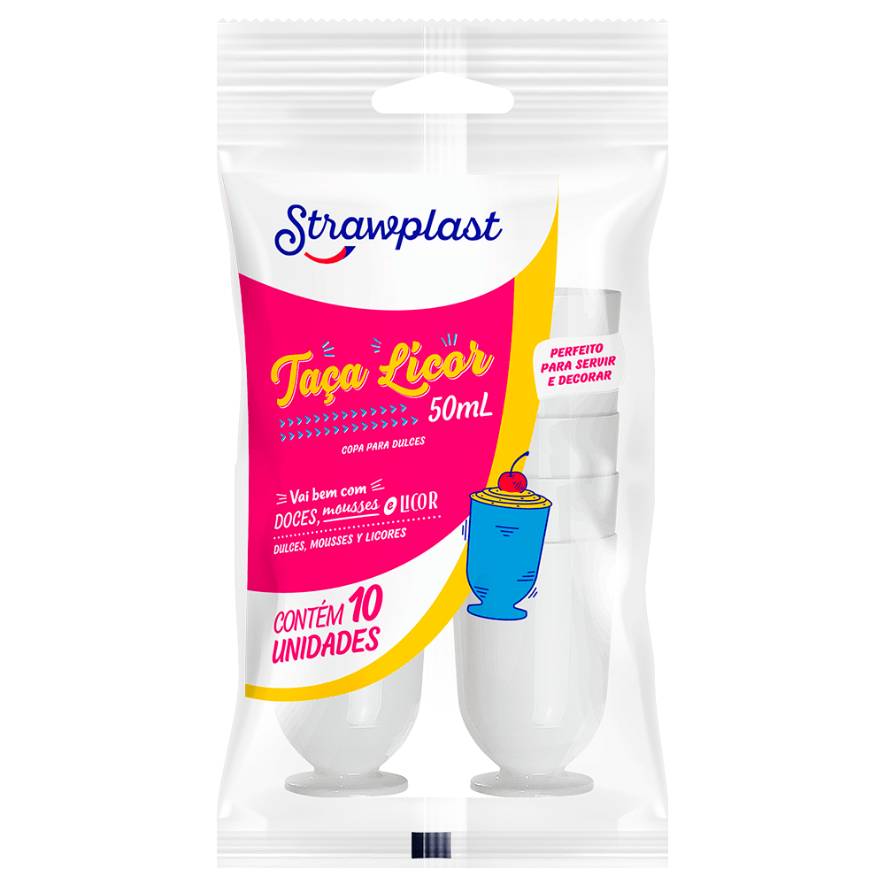 TACA LICOR 50ML BR STRAWPLAST