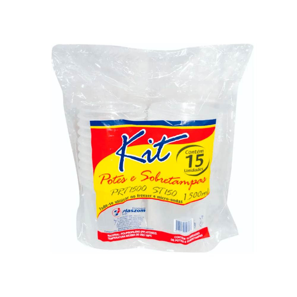 KIT POTE/TAMPA 1,5L PP RD C/15 PLASZOM