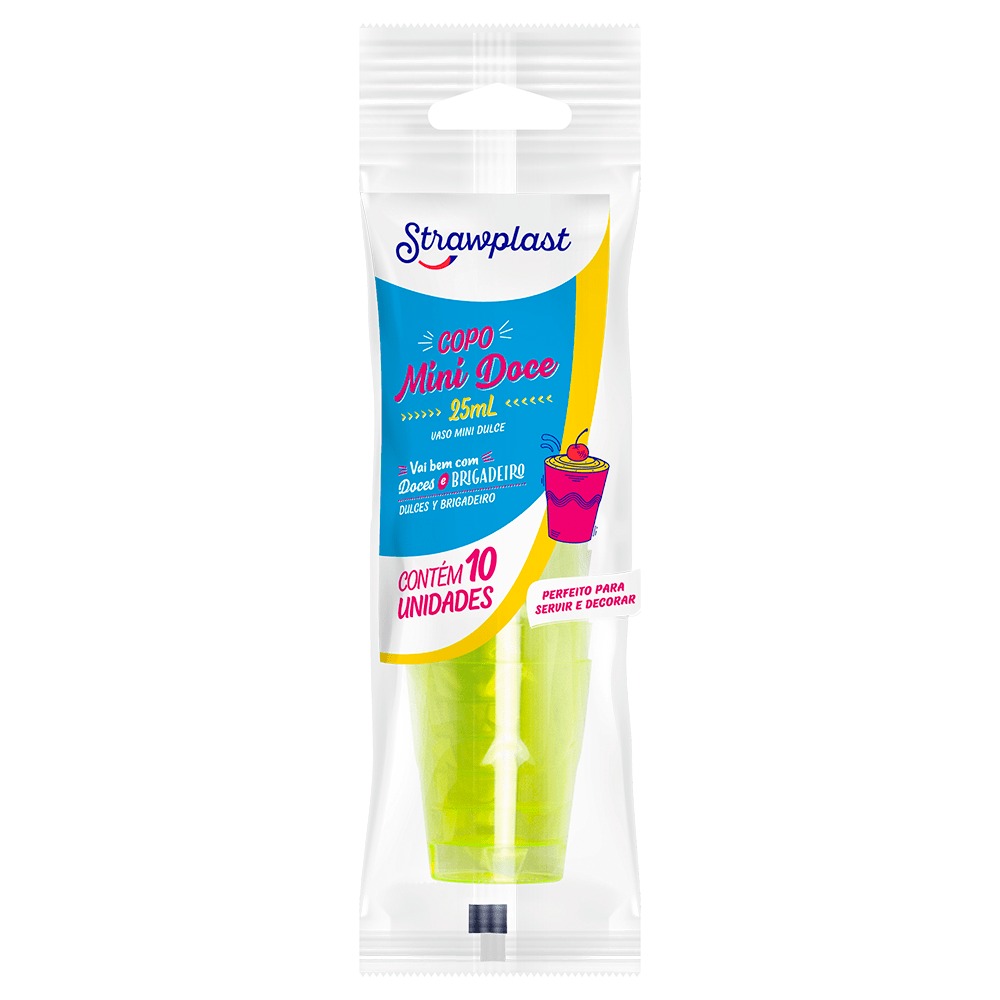 COPO MINI DOCE 25ML NEON VD STRAWPLAST