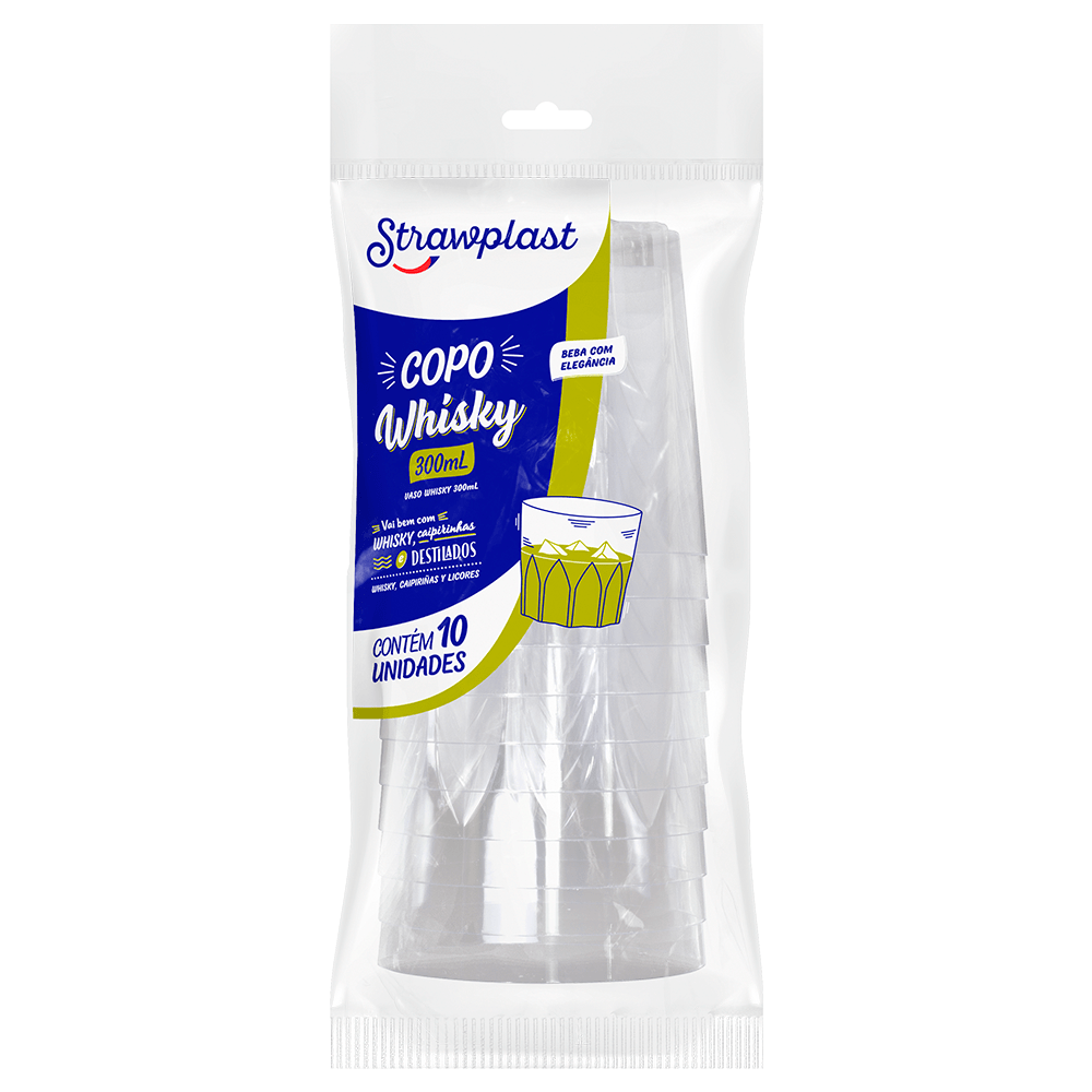 COPO WHISKY 300ML CR STRAWPLAST