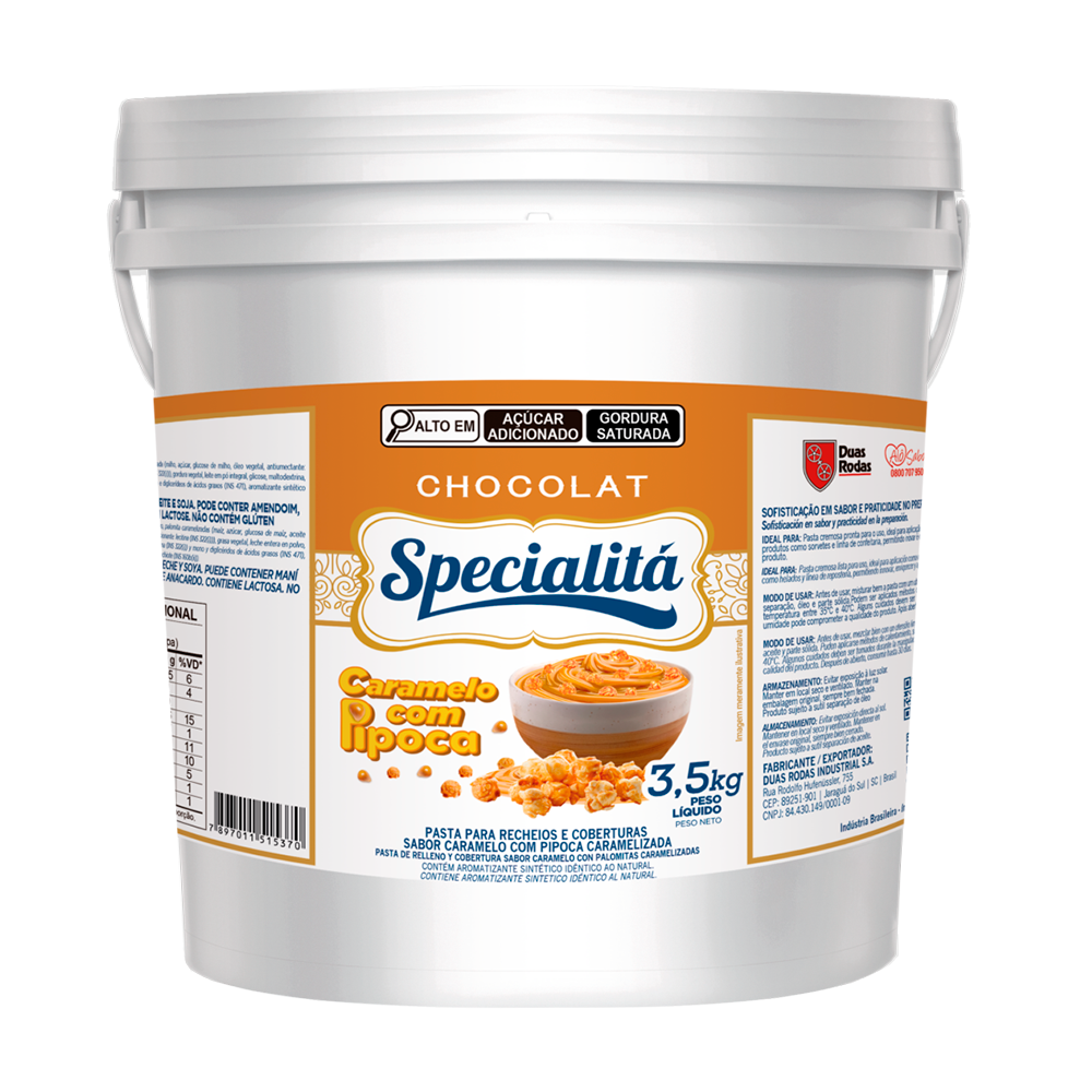 CHOCOLAT PIPOCA CARAMEL 3,5KG DUAS RODAS