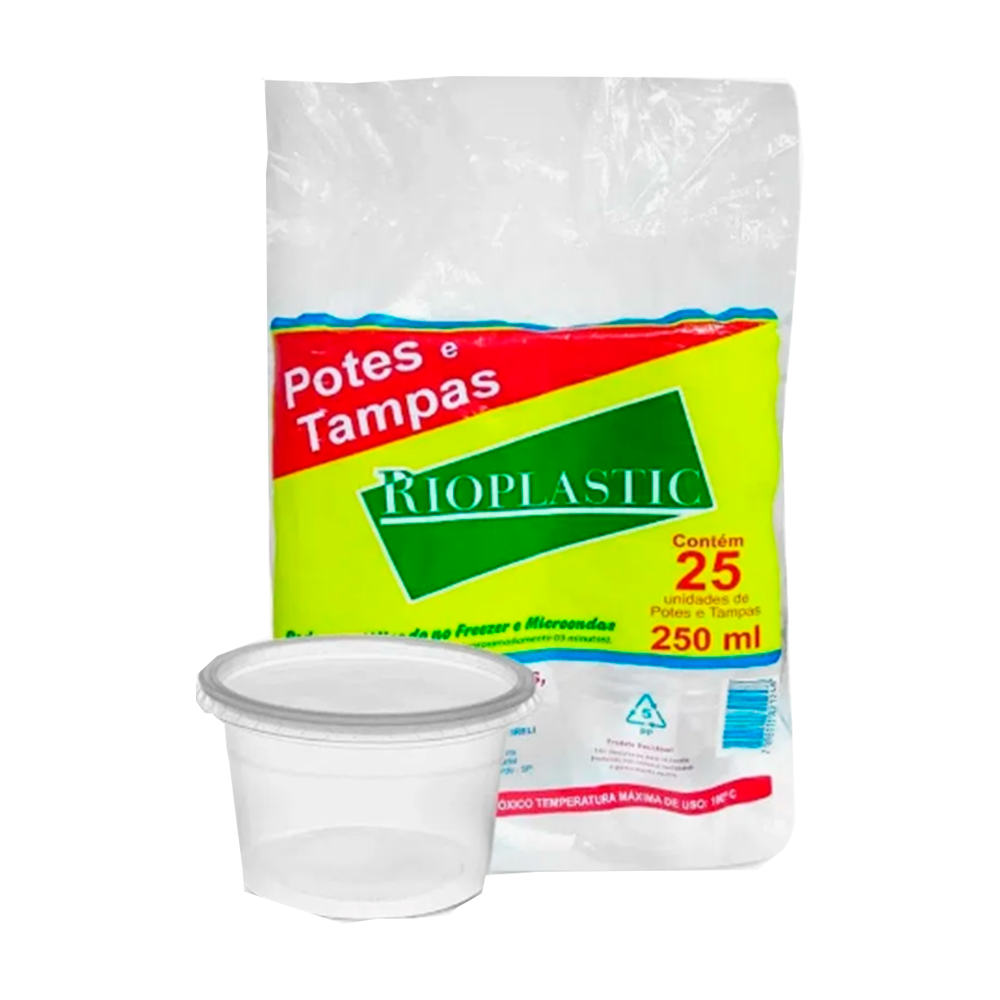 KIT POTE/TAMPA 250ML PP RD C/24 RIOPLAST