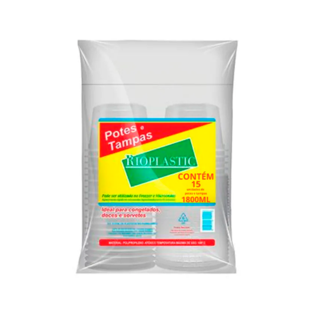 KIT POTE/TAMPA 1,5L PP RD C/15 RIOPLASTI
