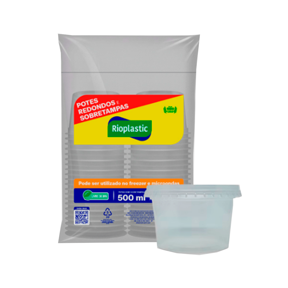 KIT POTE/TAMPA 500ML PP RD C/24 RIOPLAS